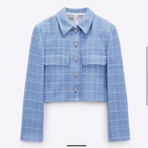 Zara blue tweed jacket
